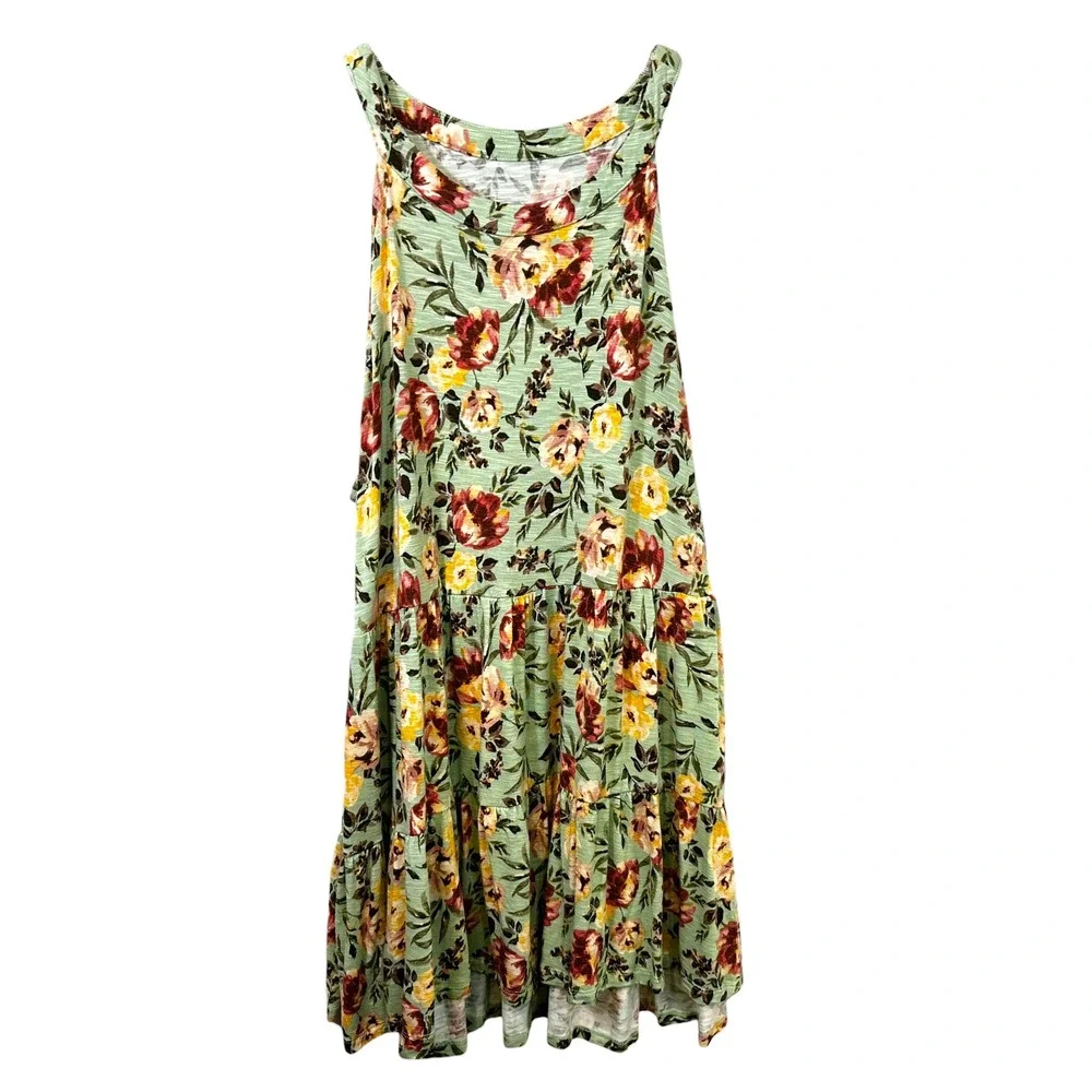 Torrid Super Soft Plus Size 3X Tank Top Green Floral Tiered Babydoll Swing 467 - Picture 3 of 10